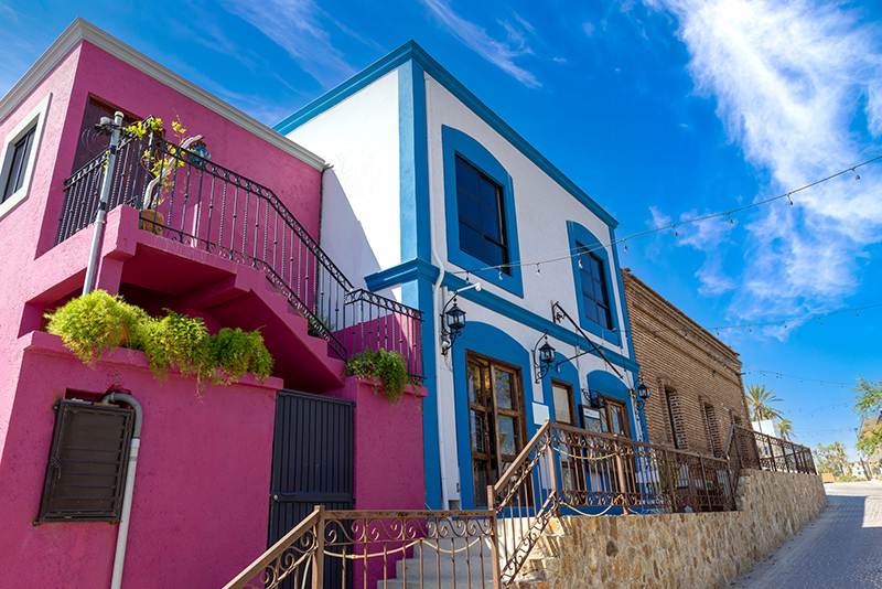 Mexico, colonial streets and colorful architecture of San Jose del Cabo in historic center