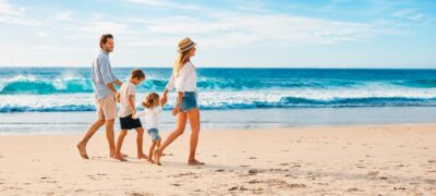 people-beach-walking blue tone